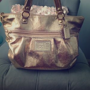 Authentic Coach gold tote bag