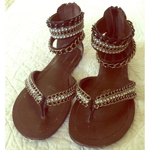 Xhilaration Shoes - Black Embellished Gladiator Flats