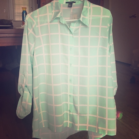 Teal and white loose top - Picture 1 of 1