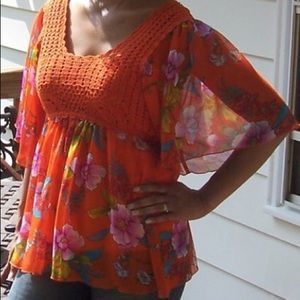 ADIVA Floral Chiffon Knit Batwing and Tank Tops M