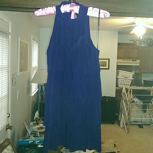 Navy Blue Carole Little Ruffled Halter Top Size M