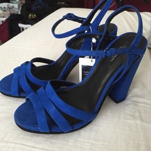 Electric blue Zara sandal chunky heel