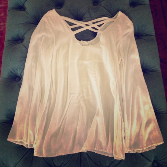 Tobi bohemian white long sleeve strappy top