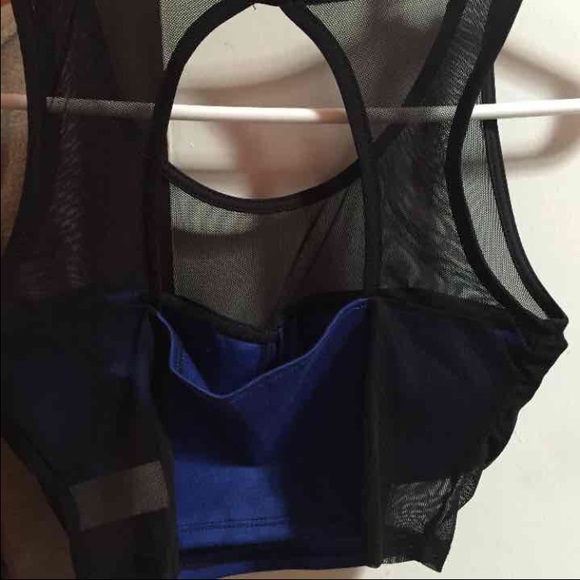 Black and blue mesh crop top - Picture 2 of 2