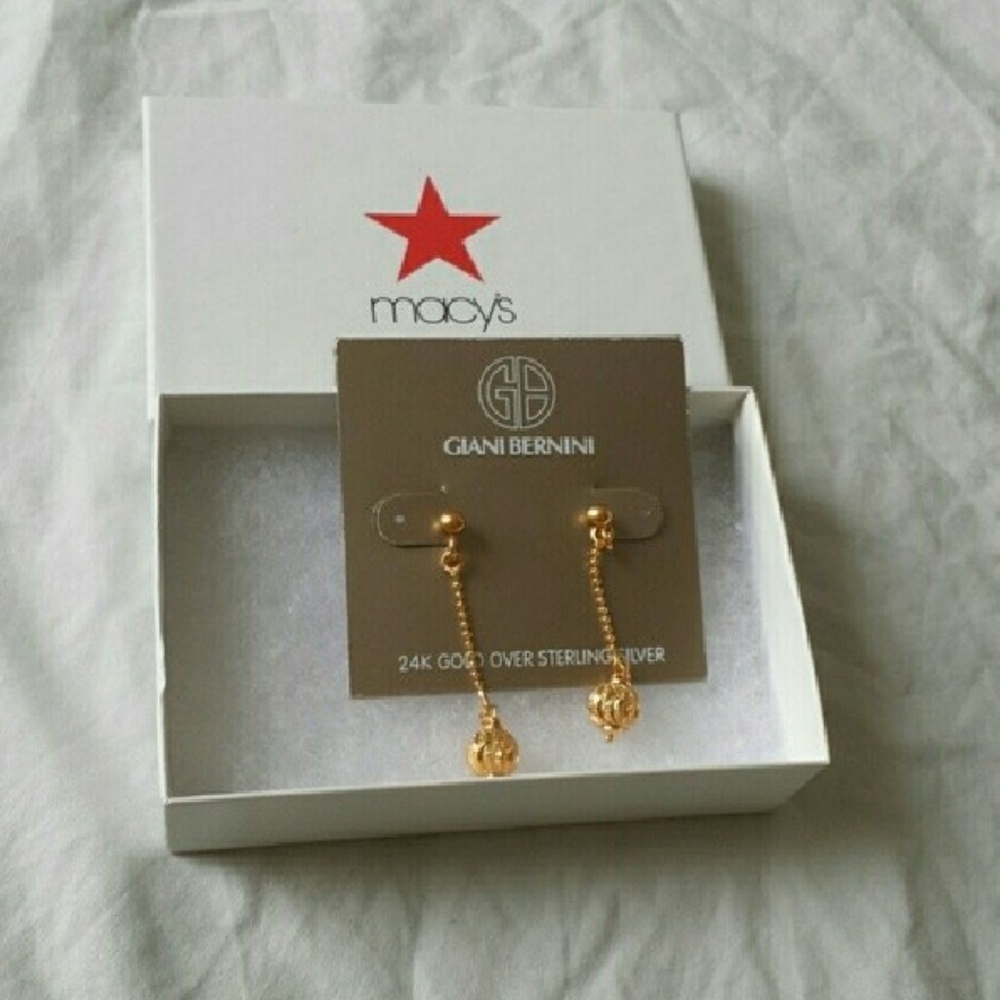🚫SOLD!!🚫REAL 24k GOLD GIANI BERNINI EARRINGS - Picture 2 of 2