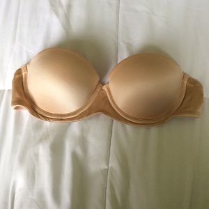 tan strapless bra