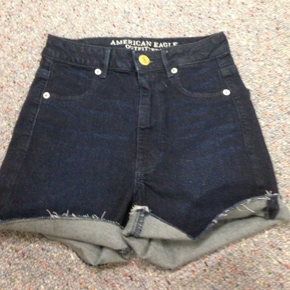 High waisted dark wash shorts