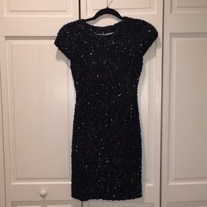 Alice + Olivia Black Sequin Cocktail Dress