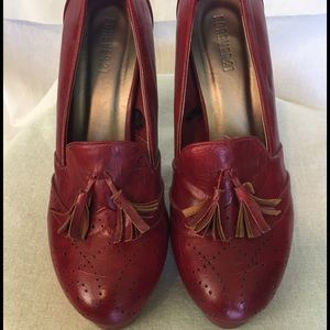 Red Loafer with Tassels Platform Hell
