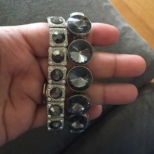 Black and sliver bracelets bundle package