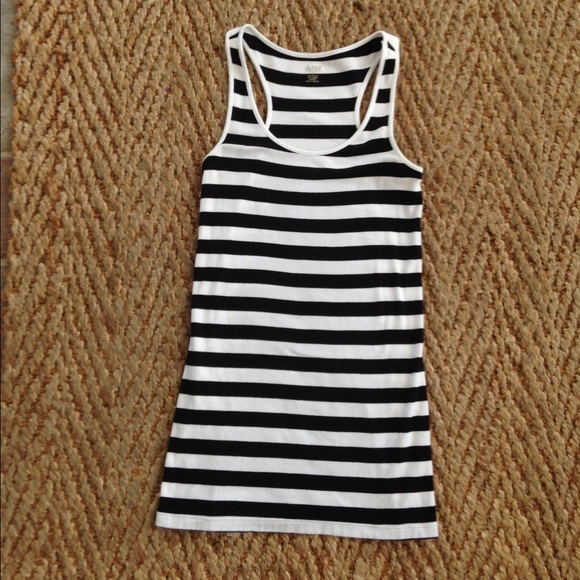 Black and white striped racerback tank - Picture 2 of 2
