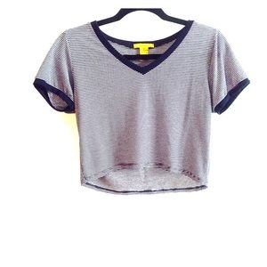 Cotton Striped V-Neck