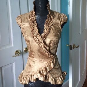 Gold silk wrap top/blouse
