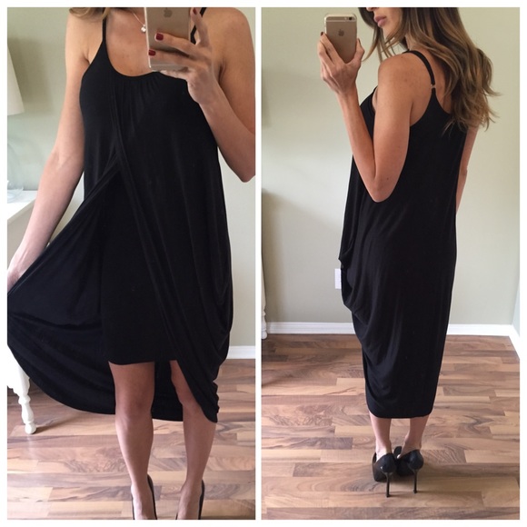 Sold | Long Black Drape Dress - Picture 2 of 4