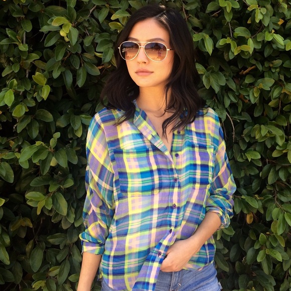Colorful Sheer Plaid Shirt