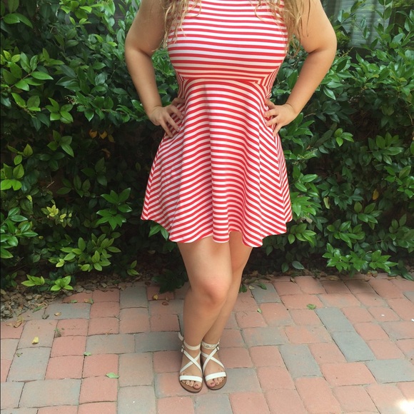 Red and white striped dress!