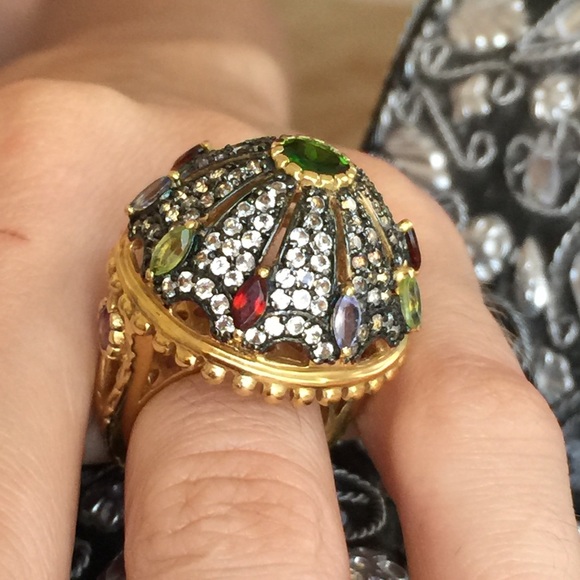 Fabulous 18 K plate 925 Sterling Silver Gemstones