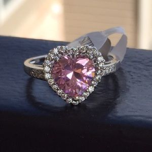 2ct Pink Heart Simulated Diamond Ring