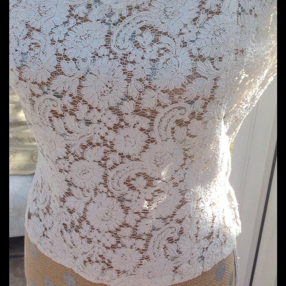 White lace blouse. Drop shoulder style. Vintage - Picture 4 of 10