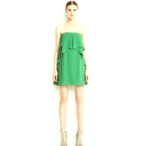 bcbg strapless green dress BCBG Max Azria