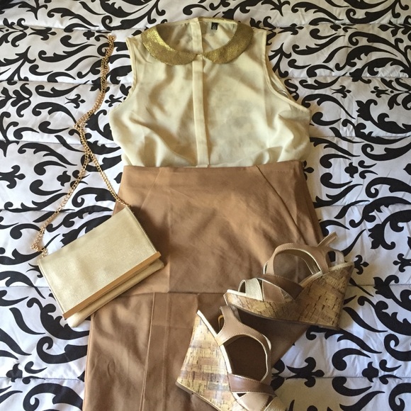 Forever 21 Tops - Gold collared, button-up sheer top