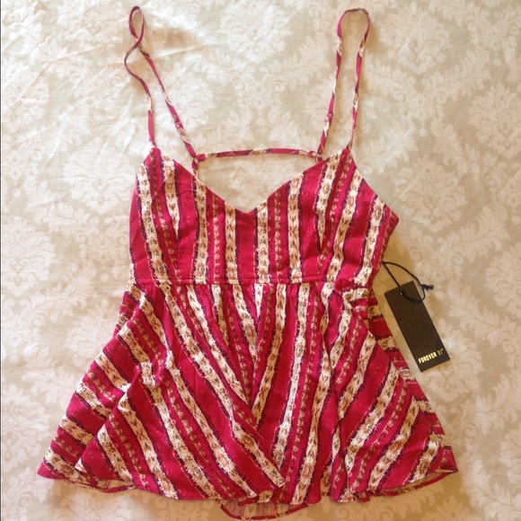 Forever 21 backless, fit and flare, peplum top