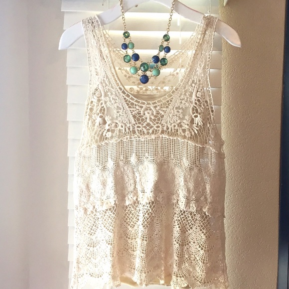 Cream Lace Tank