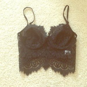 A black lace, For Love and Lemons bustier.