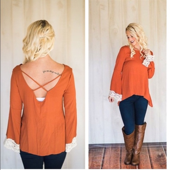 Sale•🌻Rust Crochet Lace Top