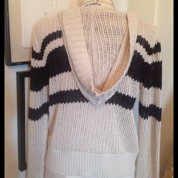 James Perse Open Stitch Stripe Cotton Hoodie - Picture 3 of 4