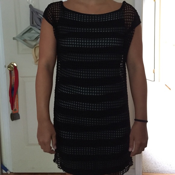 Black netting on spandex strip size small