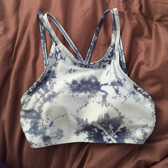 Blue tie dye bathing suit top