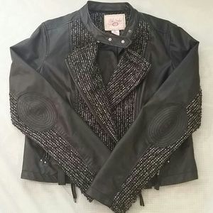 Knitted leather jacket