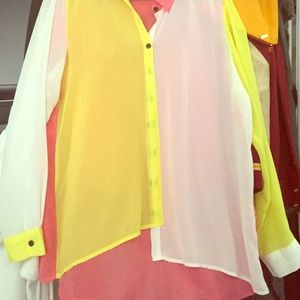 Bright multicolored button up