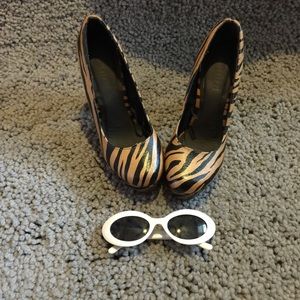 Forever 21 Tiger Blocked Heel Platforms