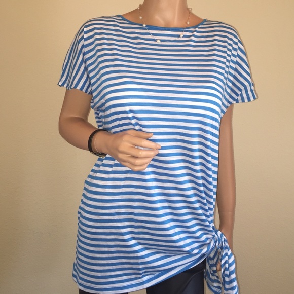 Michael Kors blue & white stripe top