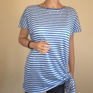 Michael Kors blue & white stripe top