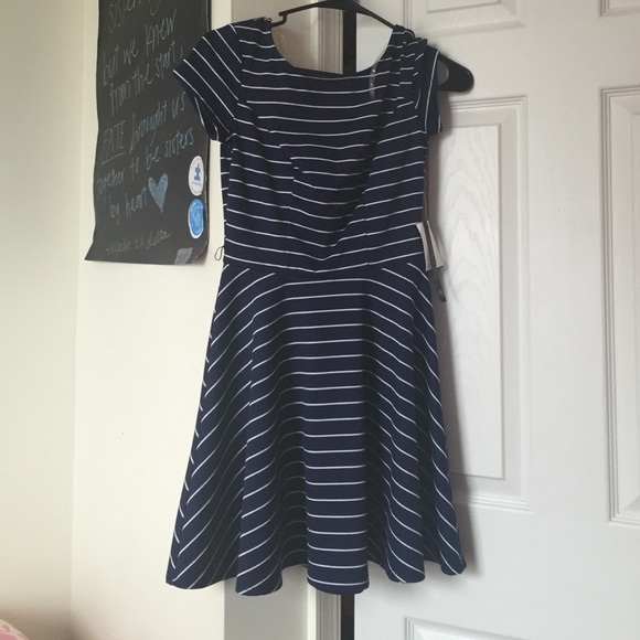 blue striped dress