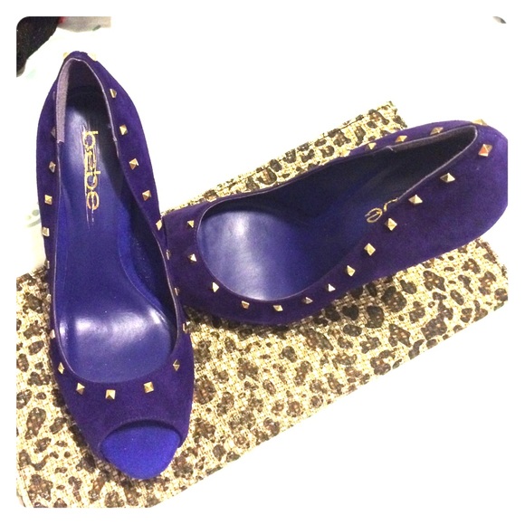 Purple Bebe Heels with Gold Detail