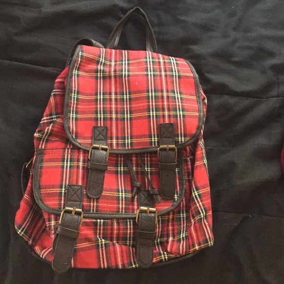 plaid backpack