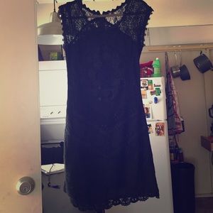 Free People lace and crochet dress black med