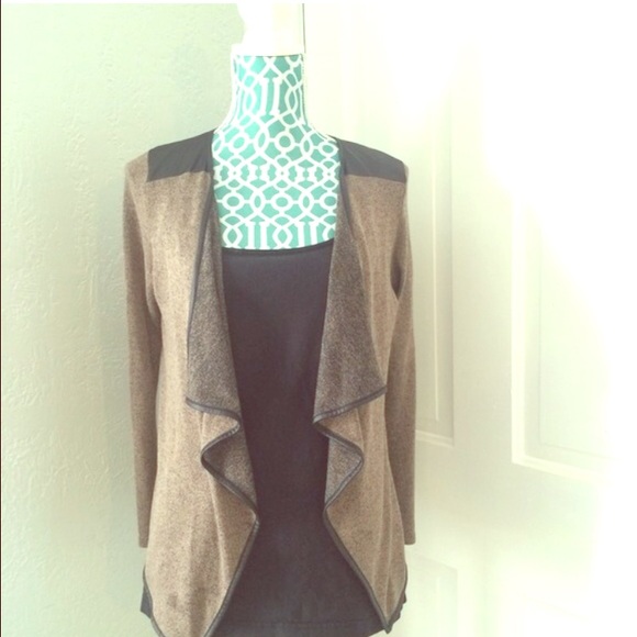 Tops - Faux leather trim cardigan