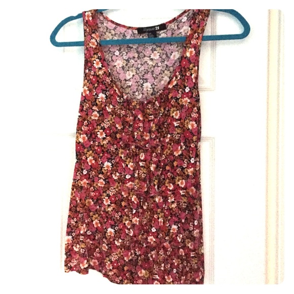 Floral ruffled front tank