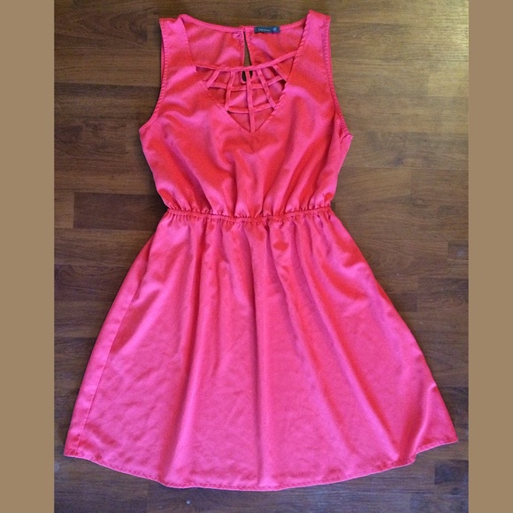 Coral caged front dress