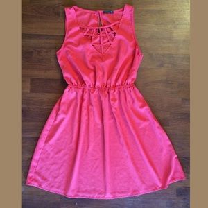 Coral caged front dress