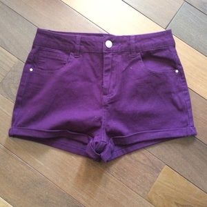 High waisted wine colored shorts