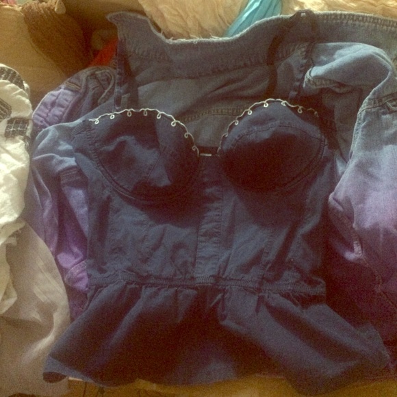 Navy anthro Anthropologie bustier top