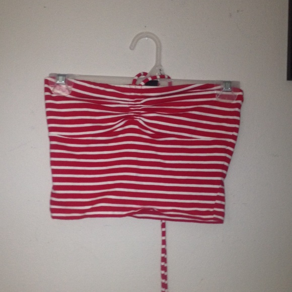 Red and white halter top
