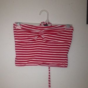 Red and white halter top
