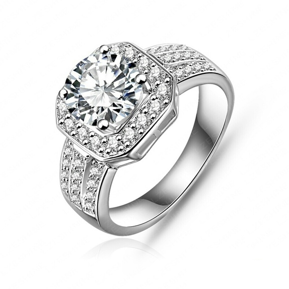Beautiful CZ Platinum Plated Ring